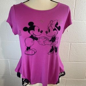 Disney Purple Mickey and Minnie Short Sleeve Tee